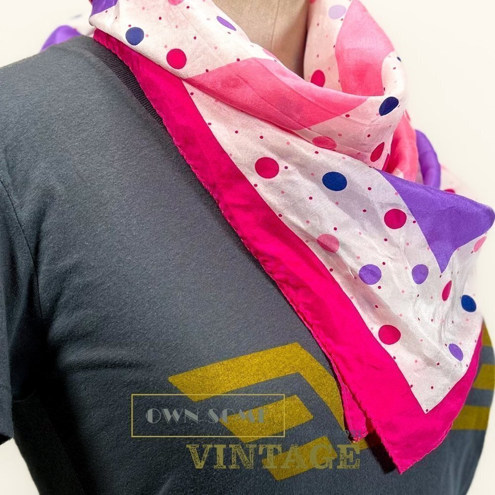 Silk Polka Dot Scarf In Pink Purple